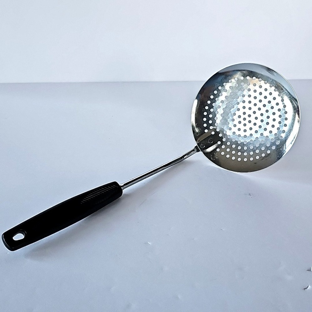 Vintage Foley USA Skimmer Spoon Chrome Plated Black Handle Retro Kitchen‎ Tool